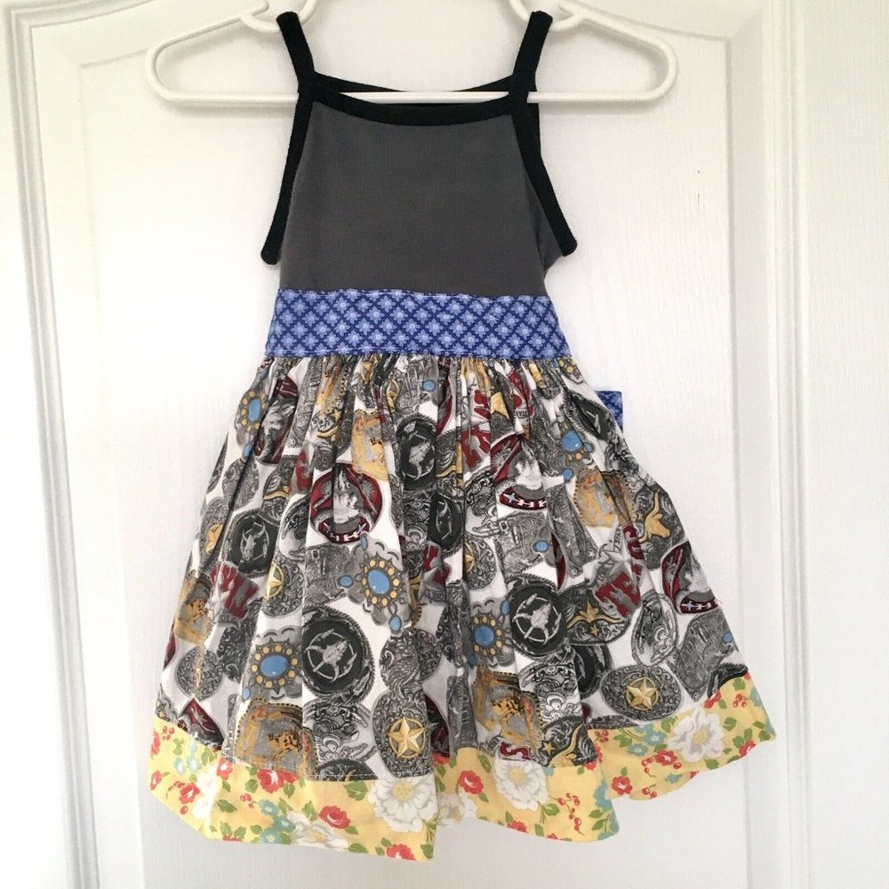 K. Pea Texas Dress Size 24 months Gray Blue Yellow